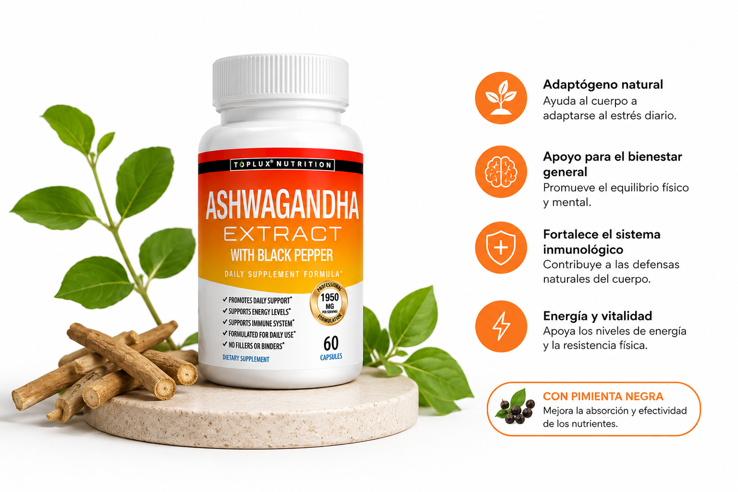 ASHWAGANDHA EXTRACT 1950 MG 60 CAPSULAS